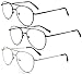 EYE ZOOM 3 Pack Aviator Style Metal Frame Reading Glasses with Spring Hinge, Multi-color, 2.00 Strength