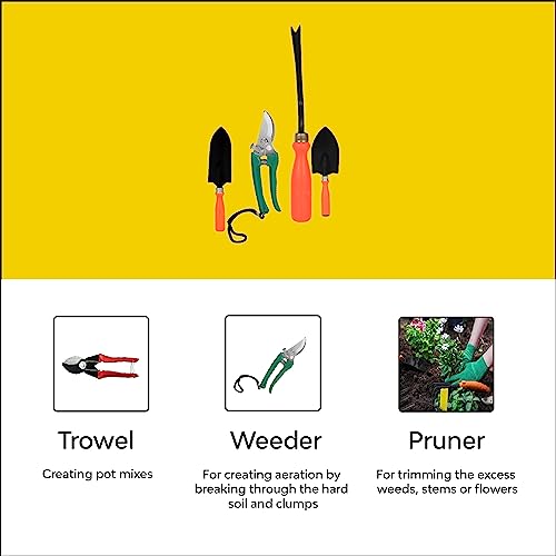 Kraft Seeds Garden Tool Kit - 9 Pcs (Weeder, Trowels, Hand Fork, Cultivator, Scissors, Pruner, Gardening Hand Gloves, Spray Pump) | Durable Gardening Tools | Home Gardening Hand Tool Set