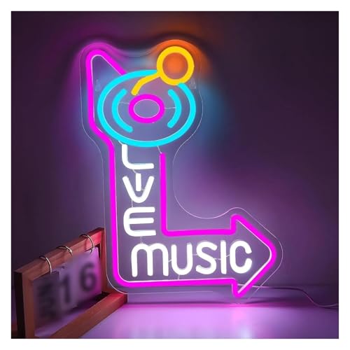 Néon LED Musique Live pour déco murale de bar ou studio 39x29cm