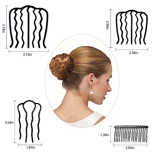 8 Pack Hair Side Combs Vintage U Shape Hair Fork Clip French Twist Hair Combs Hair Pin Hair Styling Tool Accessories For Women And Girls,Metal Hair Fork Clip Teeth Hair Pin Stick For Updo Bun (Black) #TOP1