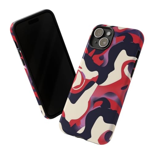 Coque iPhone 15 Plus motif abstrait rouge noir crème rigide chic - 2