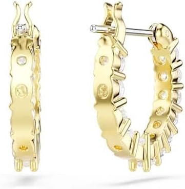 Swarovski Matrix Vittore Orecchini a Cerchio, Gioielli con Zirconia Swarovski, Pietre Scintillanti a Taglio Round, Placcatura in Tonalità Oro, 1,5 x 0,2 cm, peso (singolo orecchino) 0,89 g - 4