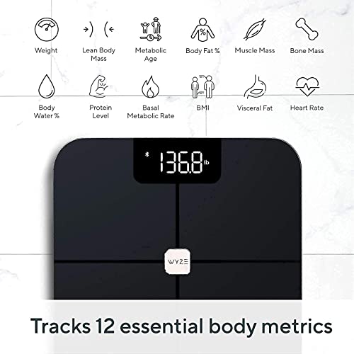 Wyze Scale & Wyze Scale S Black, Boday Fat Scale, Smart Scale For Body Weight, Digital Bathroom Scale, Heart Rate Monitor, Baby/Pet Mode, App, Bluetooth, 400Lbs #TOP4