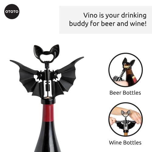 OTOTO Vino Spooky Bat Wine Opener - 2-in-1 Wine & Beer Opener, Corkscrew & Bottle Opener - Goth Accessories & Kitchen Gifts - Perfect Kitchen Accessories & Cool Gadgets - Cosy Home Interiors OTOTO Vino Spooky Bat Wine Opener - 2-in-1 Wine & Beer Opener, Corkscrew & Bottle Opener - Goth Accessories & Kitchen Gifts - Perfect Kitchen Accessories & Cool Gadgets - Image 3