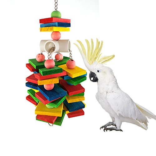 Keersi Large Parrot Chew Toy for Bird Macaw African Greys Cockatoo Eclectus Budgies Parakeet Cockatiel Conure Lovebirds Cage Wood Toy