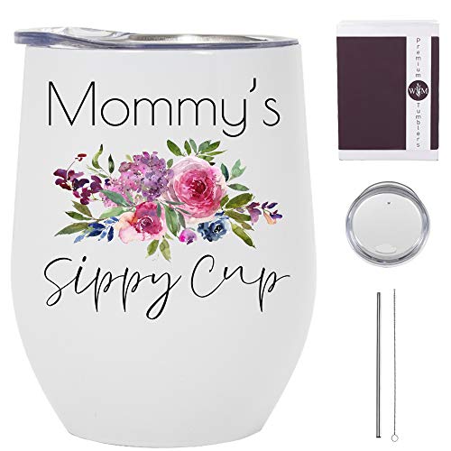 Mommy's Sippy Cup Wine Tumbler Funny Mom Wine Gifts From Daughter, Son