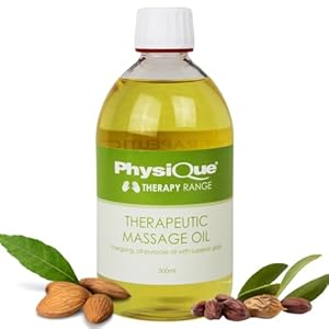 Physique Therapeutic Massage Oil 500ml – Sweet Almond and Jojoba Seed Oil- Essential Oils for Massage and Spa Treatment – Lavender, Peppermint and Rosemary