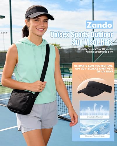 Image of Zando 3.2 inch Structured Brim Sun Visor Hats for Women, Quick-Dry Lightweight Sports Visor for Golf, Tennis, Pickleball