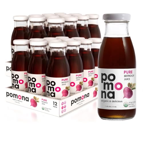 Pomona Organic Cold Pressed Beet Juice, Non-GMO, No Sugar, Gluten Free, Kosher, Preservative Free - Pack of 24, 8.4 oz