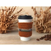 Handmade Crochet Cup Sleeve - Vibrant Orange Cozy | Eco-Friendly Reusable Coffee Sleeve | Heat-Resistant Drink Holder | Perfect Fit for Coffee Cups & Tumblers | Stylish Gift for Coffee Lovers