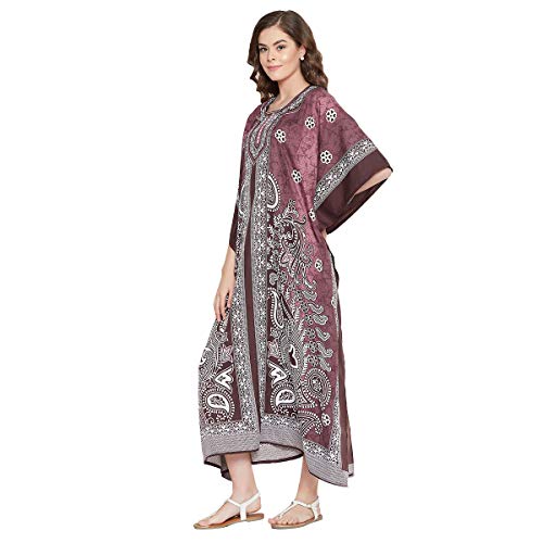 Image of Oussum Women Plus Size Kaftan Kimono Loose Maxi summer dresses for women Beach 3 /4 Sleeve Casual lounge dress Boho