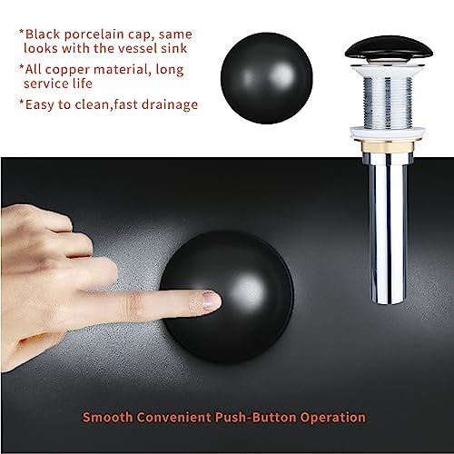 Davivy 24.5'' X 13.8'' Matte Black Oval Vessel Sink With Pop Up Drain,Bathroom Vessel Sinks,Bathroom Sinks Above Counter,Black Bathroom Sink With Gold Trim,Ceramic Vessel Sinks For Bathrooms #TOP7