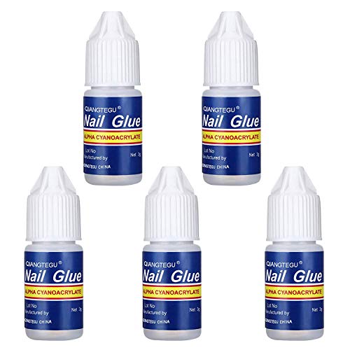 5 pcs Nail Glue for Acrylic Nails,Finger Queen Long Lasting Glue Adhesive Super Bond for Press On Nails Tips,0.1 Oz for Each Glue
