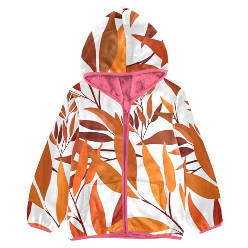 OTVEE Autumn Fall Leaves Kids Hoodie Jacket Fall Spring Full Zip Warm Outwear Coat