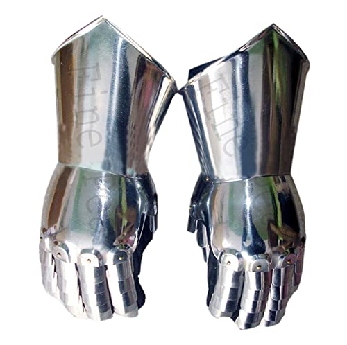 Guantes medievales de hierro y guantes de cuero para cosplay de caballero y conducción