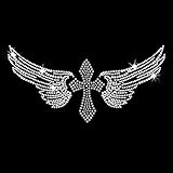 Cross Wings Iron On Rhinestone Crystals and Rhinestud Transfer by JCS Rhinestones