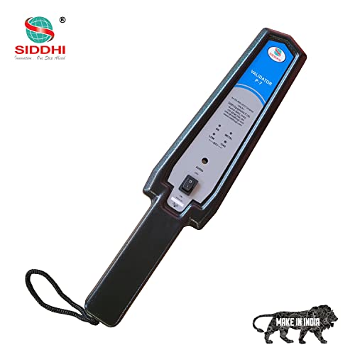 Image of Hand Held Metal Detector Model Validator P-7 (Black-Blue) with LED Indicator for Malls, Airports, Railway Stations, Banks