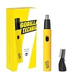 Gorilla Technique Nose Ear Hair Trimmer for Men, Rechargeable 2-in-1 Trimmer for Nose Ear Eyebrow Hair Removal, No Pull No Snag Grooming with High-Speed 10,000rpm Motor, 2 Heads
