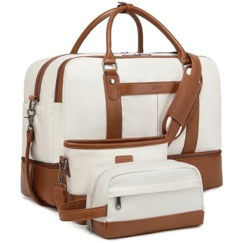 BOVIP Weekender Bag Set with Shoe Compartment Cover