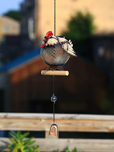 Hshd Rooster Solar Bird Feeder,Squirrel-Proof Bird Feeders For Outside,Cute Animal Shaped Birdfeeders,Rooster Decoration Gifts For Bird Lovers (Rooster Shaped) #TOP2