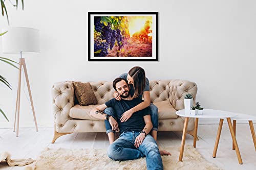 Affiche décorative de vignes sous cadre photo en bois MDF 70x50 cm Tulup