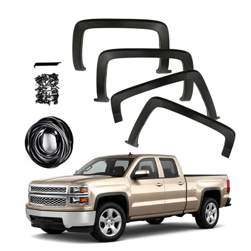 CROSSDESIGN Fender Flare Compatible with 2014-2018 Chevy Silverado 1500/2015-2019 Chevy Silverado 2500HD 3500HD(Only Fit Models with Fleetside Bed Not for Dually Models)