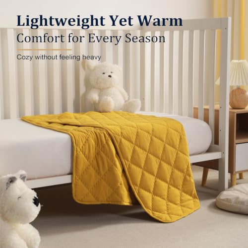 Image of BEDSUM Toddler Quilt 43x60, Microfiber Kids Quilt Toddler Bed, Yellow | Lightweight Soft Comfort for Toddler Beds, Daycare, Preschool Naps, Boys Girls, Machine Washable All Season Toddler Comforter