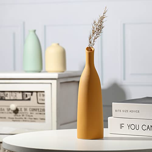 Ceramic Vase For Decor, Modern Farmhouse Decor Vase Set Of 3, Neutral Small Vases For Table Decor, Living Room Decor Vases, Book Shelf Vases For Decor, Bookshelf Decor Vase And Entryway Decor Vase #TOP4