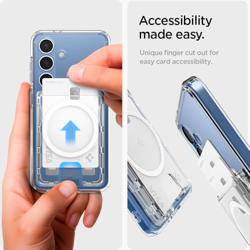 Image of Spigen Ultra Hybrid (MagFit+) Magnetic Card Holder up to 3 Cards, Designed for Galaxy S26 /S25 Series Magnetic Case Only and iPhone 17 /16 /15 /14 /13 /12 Models - Crystal Clear