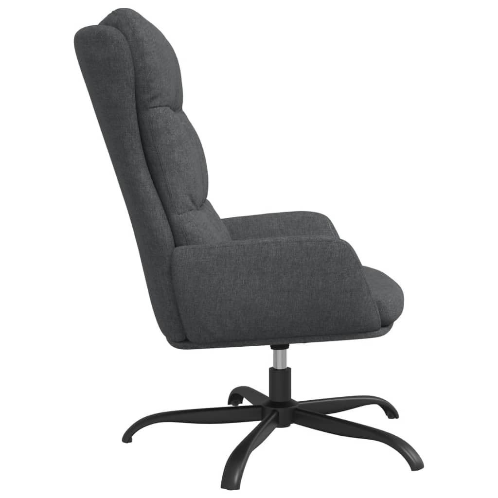 Sillón de relax de tela gris oscuro, silla giratoria para salón y dormitorio, estructura de metal, cómoda silla de lectura, 70 x 77 x 98 cm