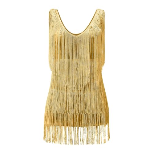 Robe à franges dorée pour danser au carnaval et briller en soirée costumée - 5