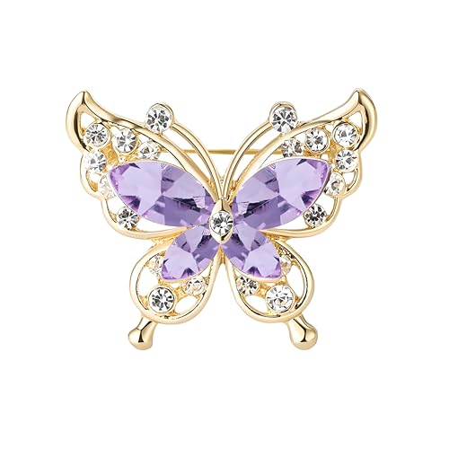 Image of coadipress Butterfly Brooch Pins Chic Romantic Elegant Rhinestone Crystal Insect Brooch Pin Women Corsage Scarf Shawl Clothing Accessories Wedding Party Banquet