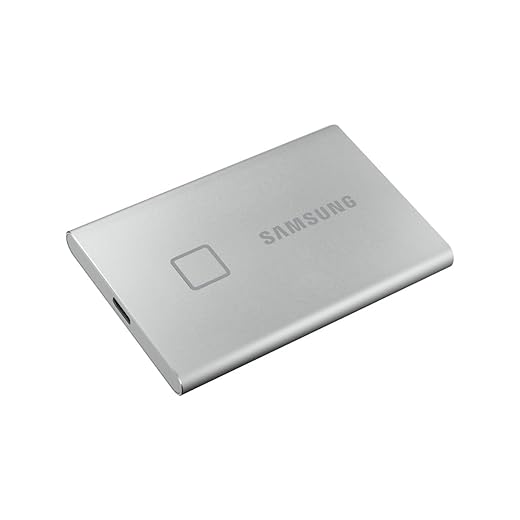 Samsung T7 Touch Portable SSD - 500 GB - USB 3.2 Gen.2 External SSD Metallic Silver (MU-PC500S/WW)