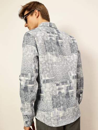 Image of Thomas Scott Mens Slim Fit Full Sleeves Printed Casual Shirt