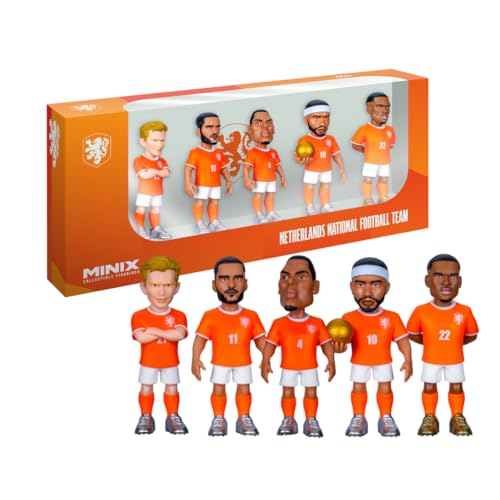 MINIX - Football Stars - Coppa del Mondo - Confezione - Paesi Bassi - 5 personaggi - Personaggio da collezione 7 cm (Van Dijk, Depay, De Jong, Gakpo, Dumfries)