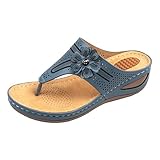 ZTFYKLIN Cholas Mujer Zapatillas De Tacón Inclinado Para Mujer, Playa Retro Masaje Con Gruesa A La Verano (Blue, 42) Chanclas Esparto Sandalias Dedo Cuña Corcho Vestir Trekking 37 Sandalia Roja