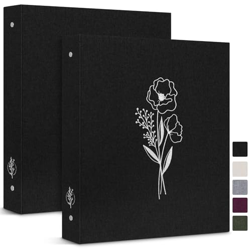 Lanpn Ringbuch Basic DIN A4 2 Stück, Leineneinband Ringbuch Ordner A4 mit 3 Ringe 2,5 cm runde Ringe hält 21,6 x 27,9 cm Papier für Zuhause Büro Schule Journaling Sammlungen (Schwarz)