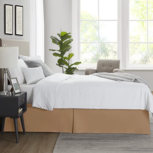Image of Nestl Light Brown Twin XL Bed Skirt - Twin XL Size Bed Skirt 14 Inch Drop - Brushed Microfiber Bed Skirts - Hotel Quality Pleated Bed Skirt - Shrinkage & Fade Resistant