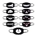 DINGJIN 9 Pcs Mouth Mask Unisex Cartoon Funny Teeth Pattern Three Layers Cotton Half Face Mask Anti-dust Mask,Black