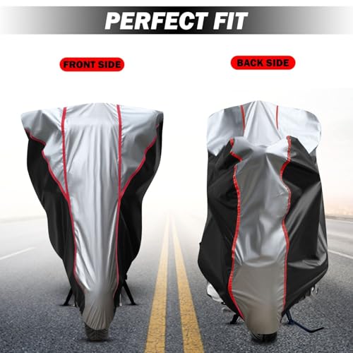 Image of All Weather Protection Two Wheeler Cover for TVS iQube Electric, Scooter & Scooty | Anti Dust, 100% Water Resistance, Heat Resistant, UV Proof - Triple Stitched | (Black Top Silver)