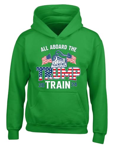 Wild Bobby All Aboard The 2024 Train Political Youth Hooded Sweatshirt, Kelly, X-Large