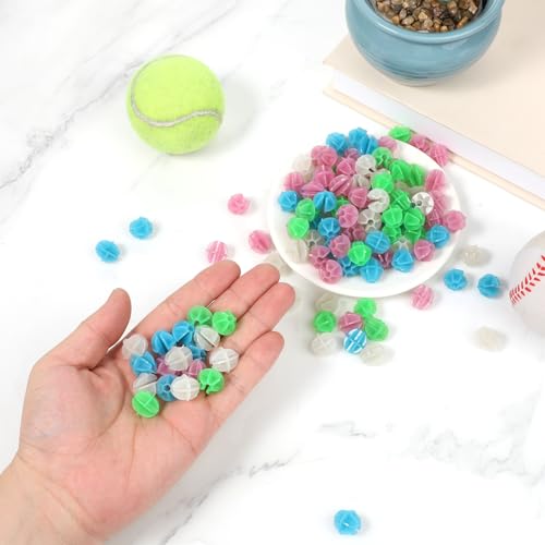 JIYIN 144 Pcs Bike Spoke Beads Glow in The Dark, Colorful Plastic Luminous Bicycle Wheel Spokes Clip Beads, Round Bicycle Wheel Spokes Luminous Plastic Bead Noise Making Decorations