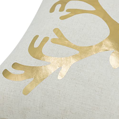 Jwh Christmas Reindeers Pillow Covers Decorative Gold Throw Pillow Deer Print Accent Pillow Case Winter Holiday Pillowcase Elegant Cushion For Farmhouse Bed Couch Decor Sham 20X20 Inches Beige #TOP3