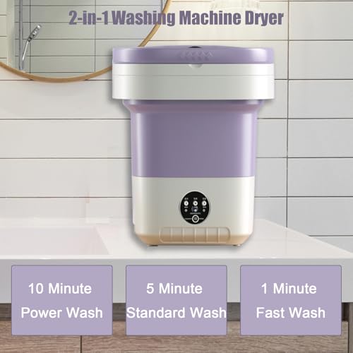 Faltbare Mini Waschmaschine mit Trockner, 12L Camping Kleine Waschmaschine Tragbare Mobile Wasch Maschine 3 Reinigungsmodi Klein Waschmaschines für Camping, Schlafsäle, Zu Hause, Unterwäsche, Socken