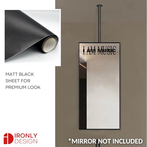 Image of Sticker for Glass & Mirrors| Minimal Vinyl Decal for Bedroom Bathroom & Cafe | Self-Adhesive Waterproof Quote Aesthetic Mirror Sticker | No Mirror Included (I Am Music, Large, Matt Black)