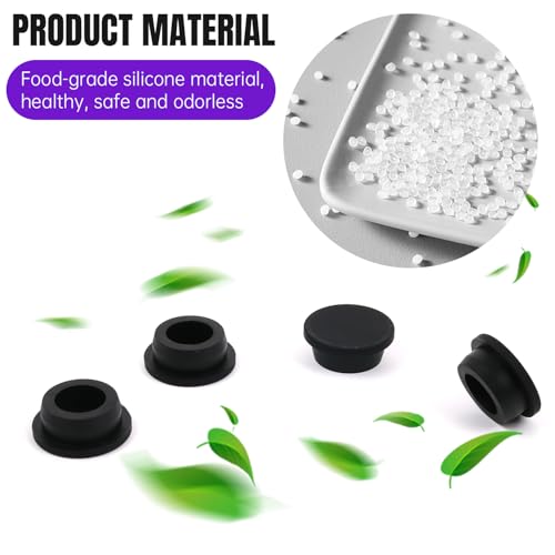 Image of T-Shaped Silicone Plugs, Elastic Waterproof Plugs with Solid Rubber Stopper, 26mm Diameter Black, Pack of 10