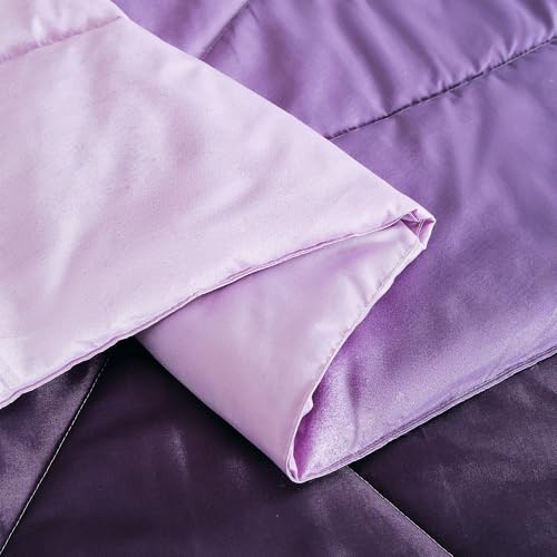 Image of Ac Comforter Single Bed Ombre with Satin Finish 240 GSM - Reversible AC Comforter - Purple Comforter Quilt Duvet Dohar Blanket for Summer 150 x 225cm