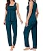 SWOMOG Women Maternity Nursing Pajamas Sets 3 Piece Breastfeeding Robe 3 in 1 Labor Delivery Sleeveless Pregnancy Pjs & Pants Deep Blue