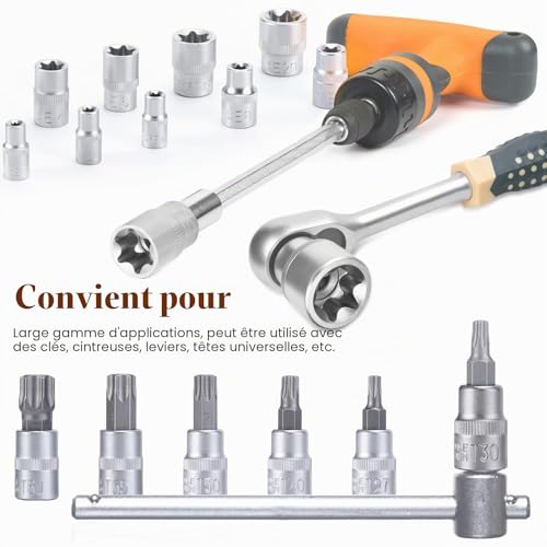 Douilles Torx E4-E20 HSEAMALL pour débloquer les vis grippées sans abîmer l'empreinte - 5