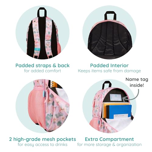Image of Wildkin JumpOff Jo 15-inch Kids Backpack - Durable, Adjustable, Ideal for School - Floral Watercolor